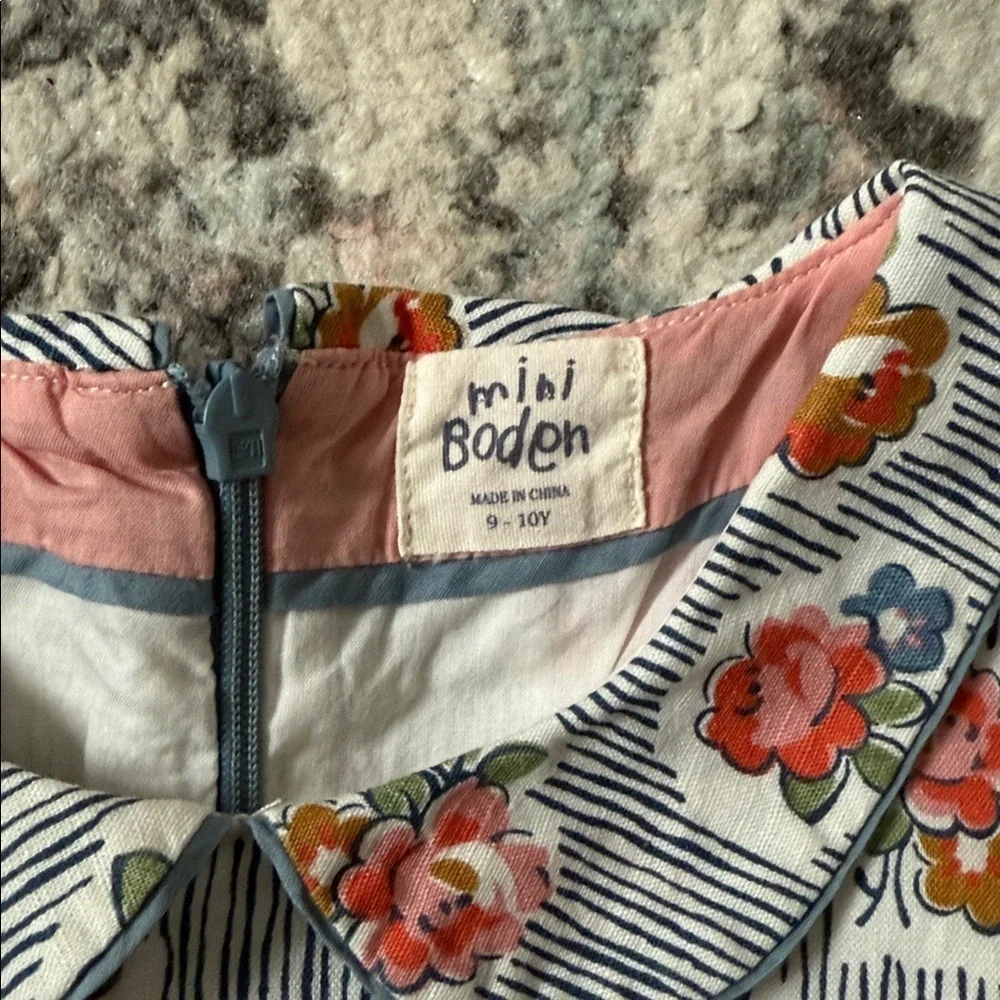 Mini Boden Girls Peter Pan Collar Floral Dress Size 9-10
